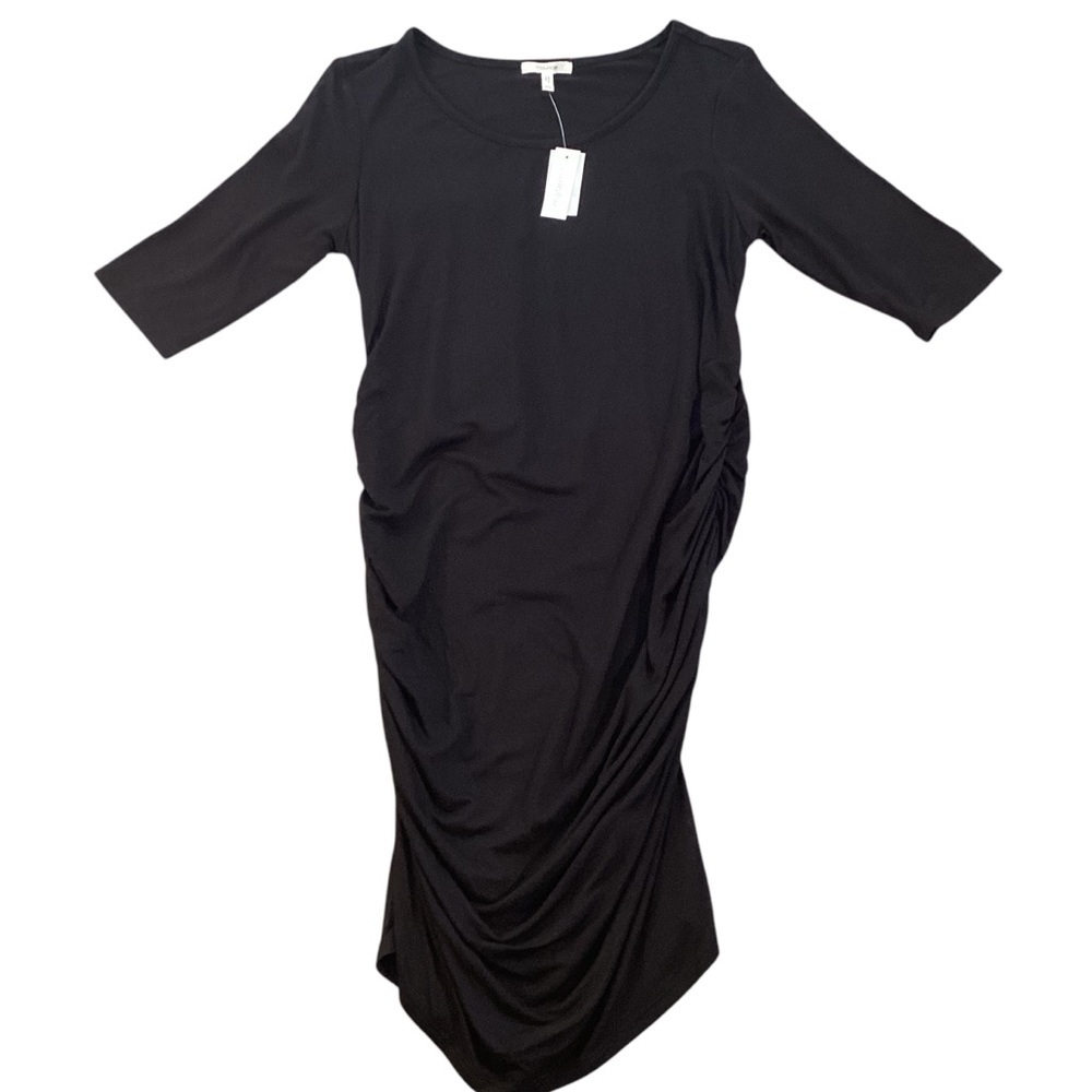 NWT Maurice’s Solid Black Bodycon Maternity Dress Rayon‎ Spandex Stretch Size XS